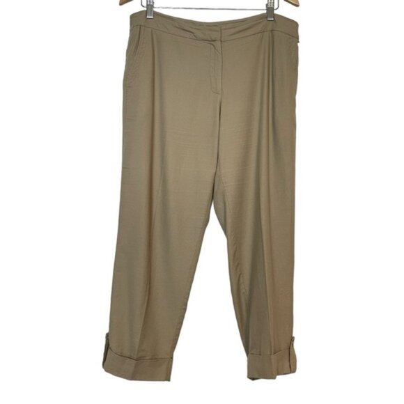 Eileen Fisher beige tan cotton capris casual pants size M - Picture 2 of 11